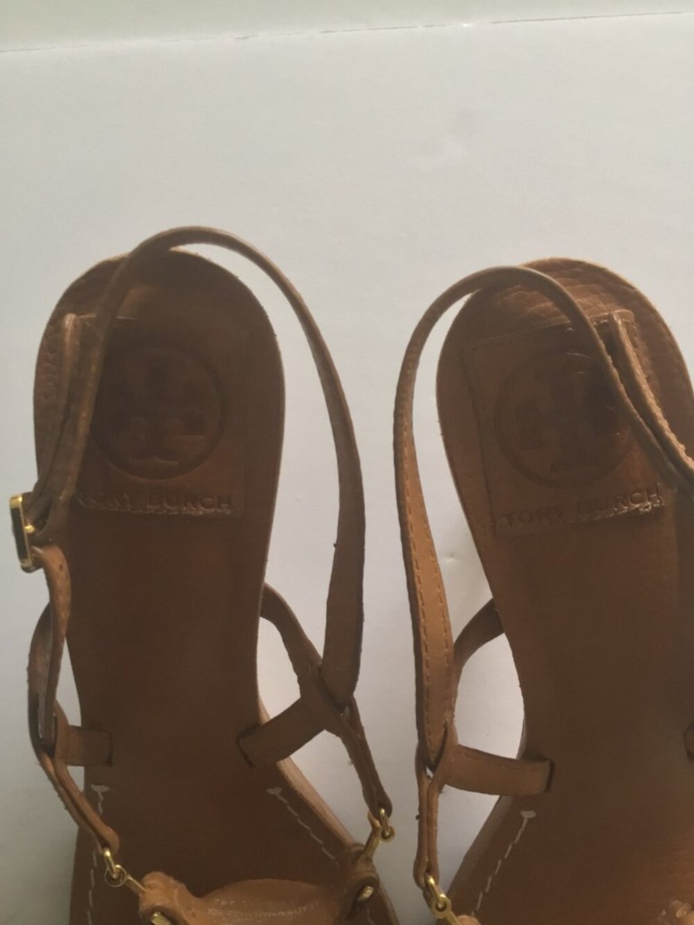 Tory Burch Miller Brown Leather Strappy Slingback Kitten Heel Sandals Size 8 - Picture 5 of 8